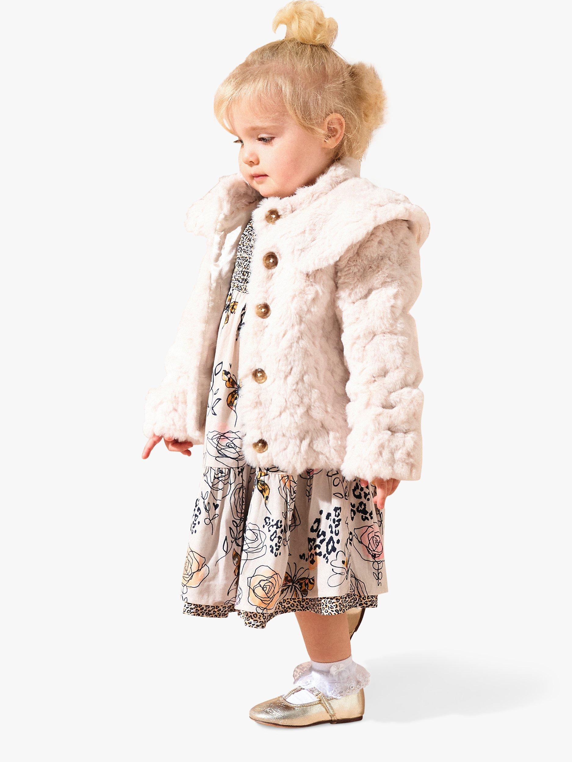 Product image 2 of 3, which shows Angel & Rocket Baby Faux Fur Jacket, Beige, 18-24 months