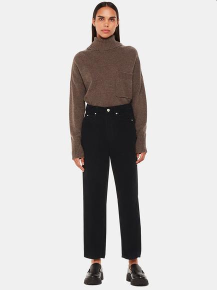 Whistles Petite High Waist Cord Barrel Jeans, Black, Black