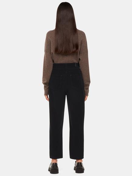 Whistles Petite High Waist Cord Barrel Jeans, Black - view 2, Black