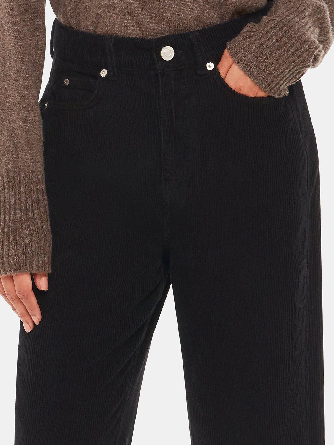 Product image 3 of 5, which shows Whistles Petite High Waist Cord Barrel Jeans, Black, 26