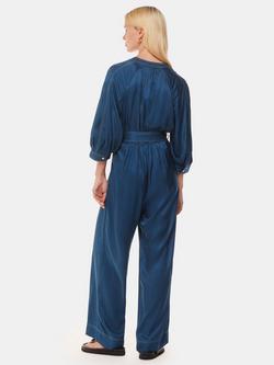 Whistles Mabel Topstitch Jumpsuit, Blue - view 2, Blue