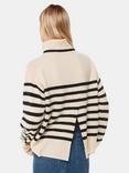 Whistles Stripe Wool Roll Neck Jumper, Ivory/Black