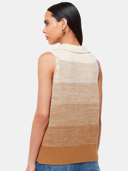 Whistles Ombre Collar Tank, Natural - view 2, Natural