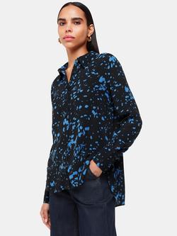 Whistles Smudged Spot Print Shirt, Black/Blue, Black/Blue