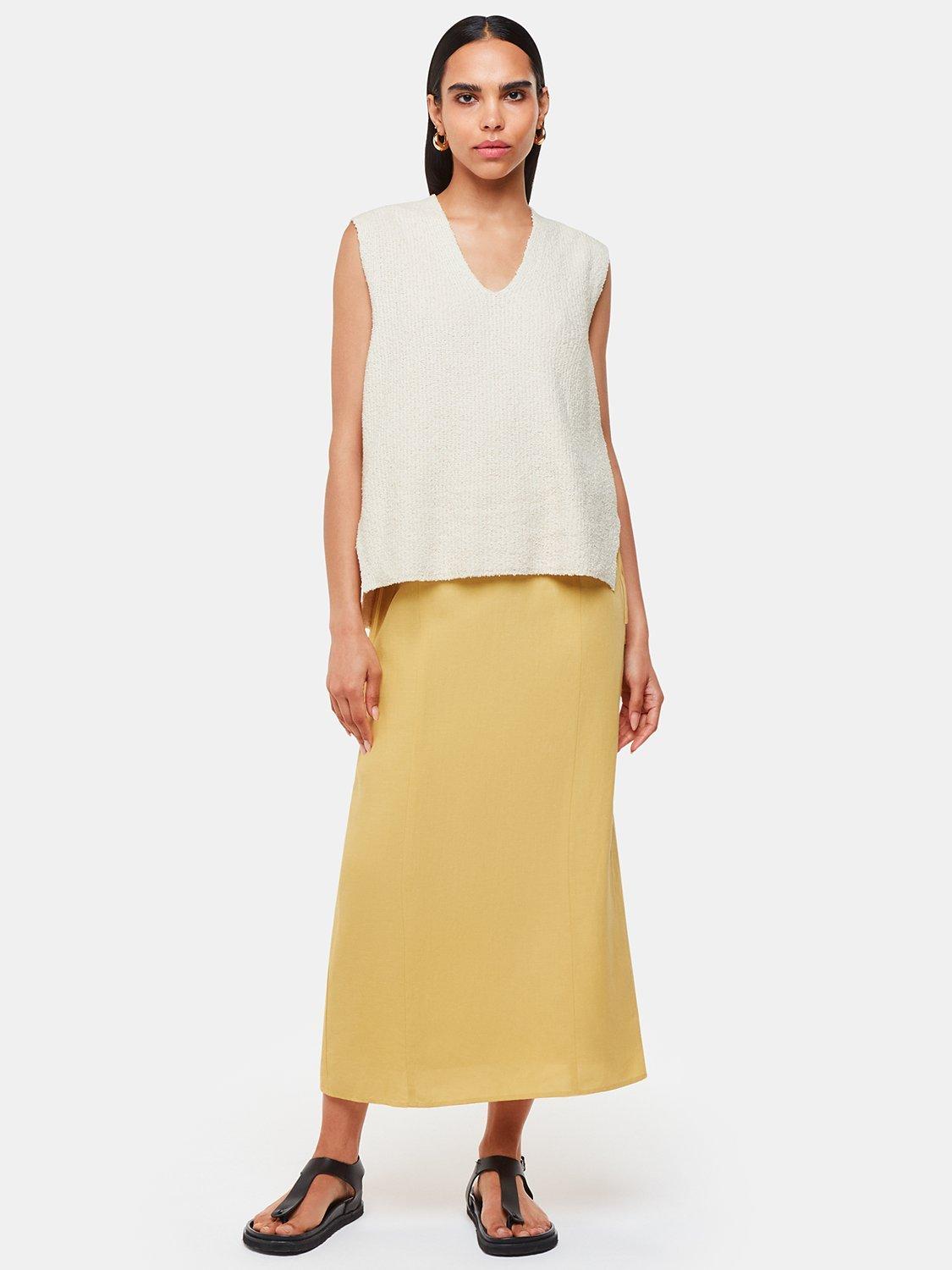 Whistles Cotton Textured V Neck Vest, Ivory, XS