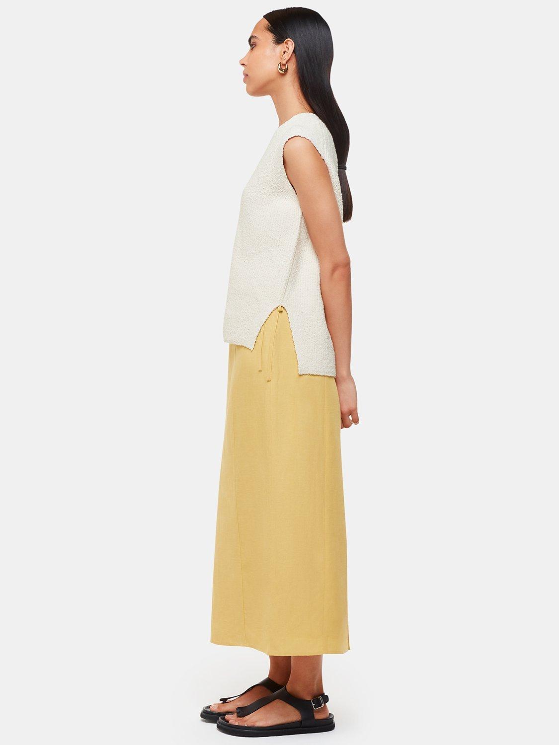 Whistles Cotton Textured V Neck Vest, Ivory, XS