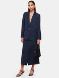 Whistles Pinstripe Tailored Midi Skirt, Navy/Multi