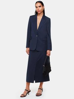 Whistles Pinstripe Tailored Midi Skirt, Navy/Multi, Navy/Multi