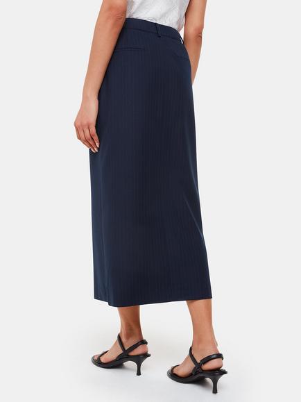 Whistles Pinstripe Tailored Midi Skirt, Navy/Multi - view 2, Navy/Multi