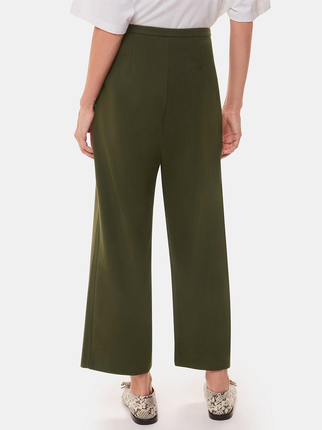 Product image 2 of 5, which shows Whistles Camilla Wide Leg Trousers, Khaki, 6