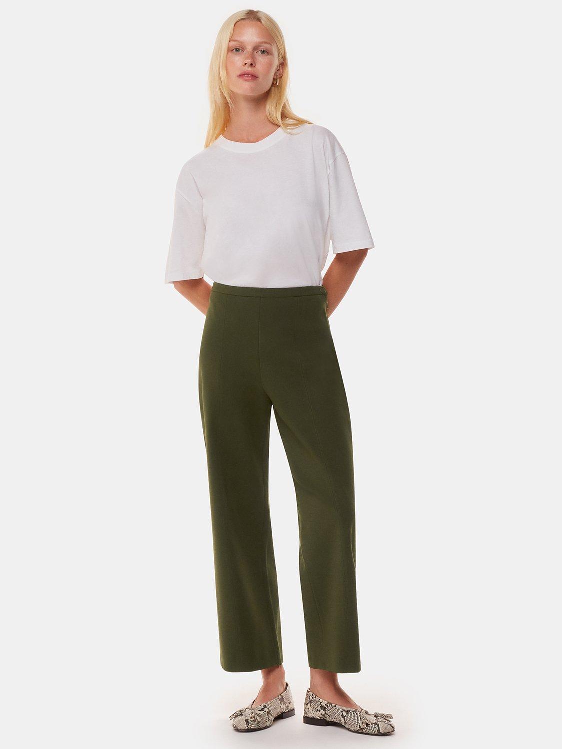 Product image 3 of 5, which shows Whistles Camilla Wide Leg Trousers, Khaki, 6