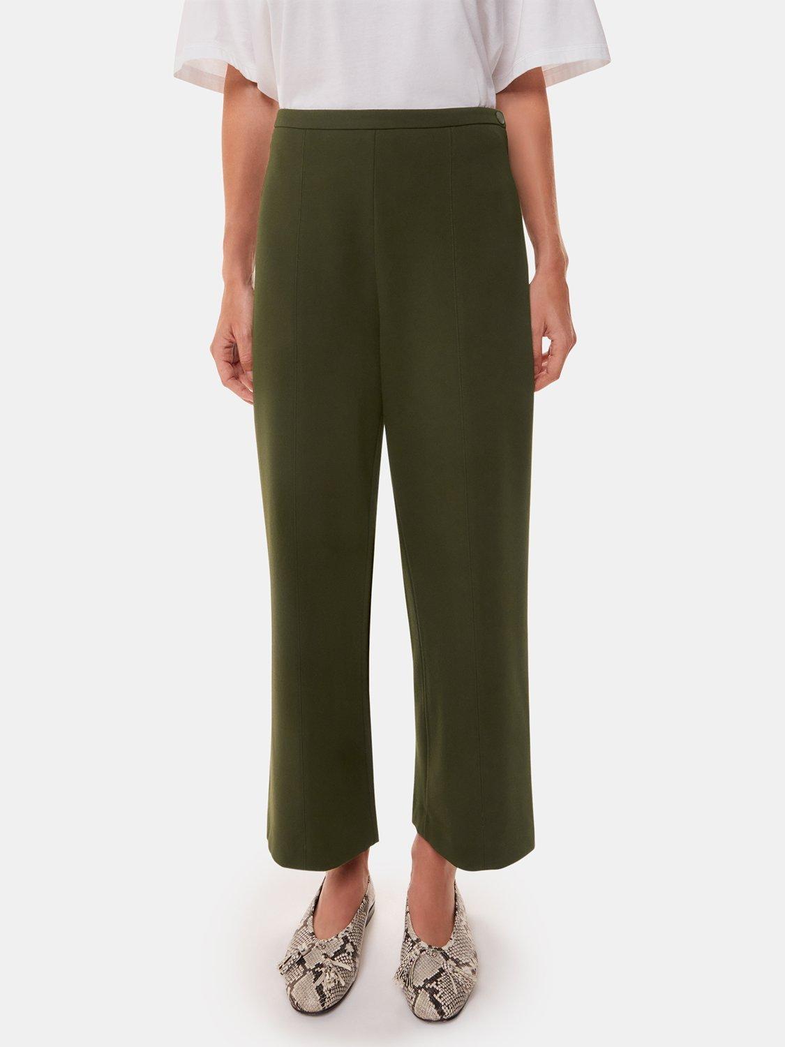 Product image 4 of 5, which shows Whistles Camilla Wide Leg Trousers, Khaki, 6