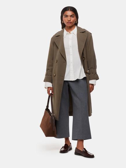 Whistles Petite Camilla Wide Leg Trousers, Grey Marl - view 2, Grey Marl