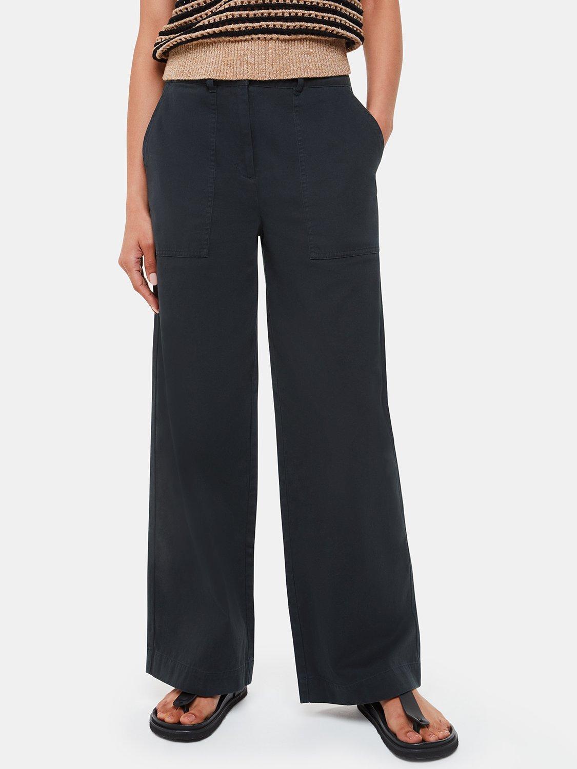 Product image 3 of 6, which shows Whistles Ruth Wide Leg Trousers, Washed Black, 18