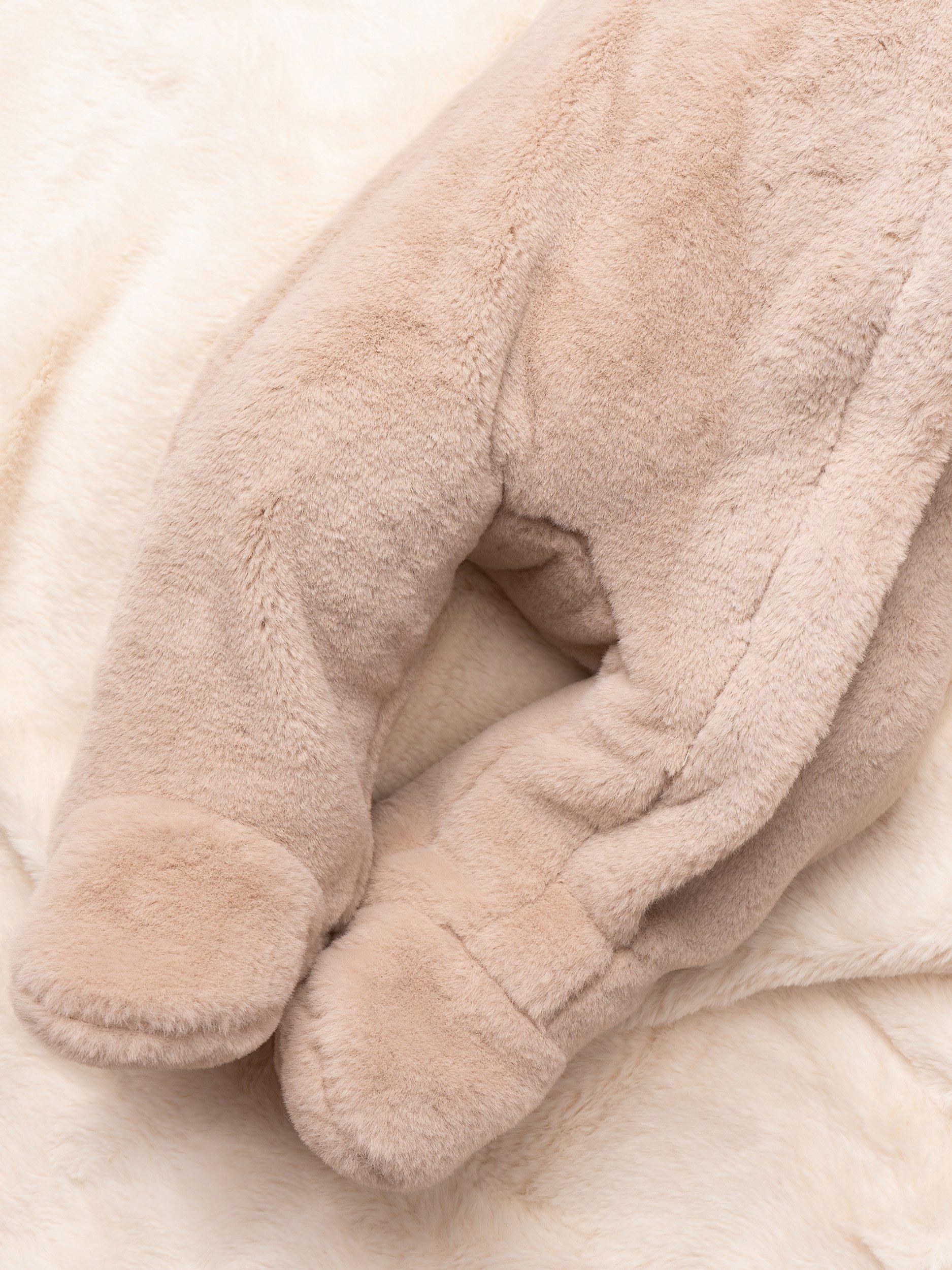 Product image 3 of 5, which shows Angel & Rocket Baby Faux Fur Pramsuit, Beige, 0-3 months