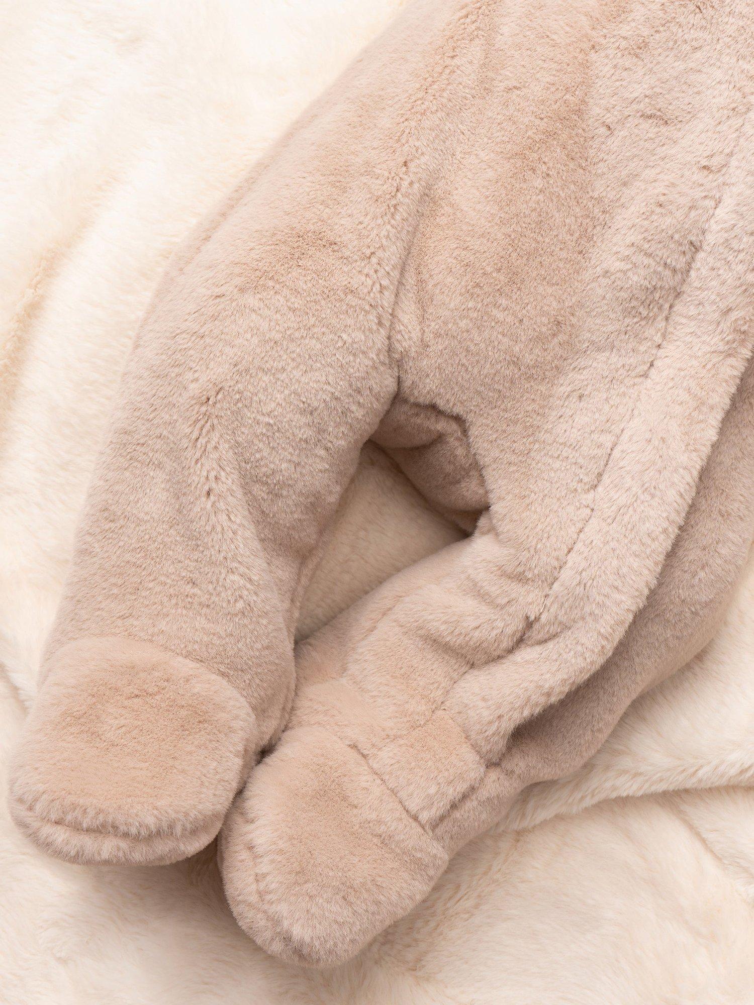 Product image 5 of 5, which shows Angel & Rocket Baby Faux Fur Pramsuit, Beige, 0-3 months