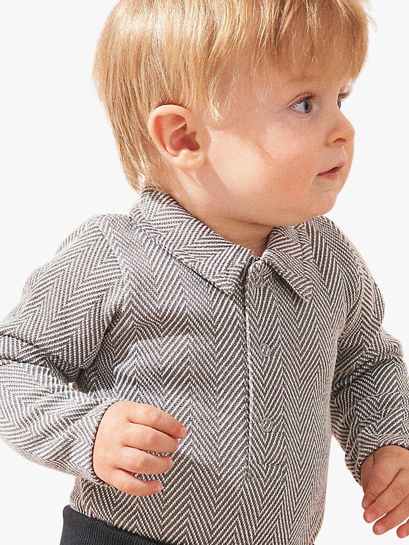 Product image 3 of 3, which shows Angel & Rocket Baby Herringbone Bodysuit & Jersey Joggers Set, Grey, 0-3 months