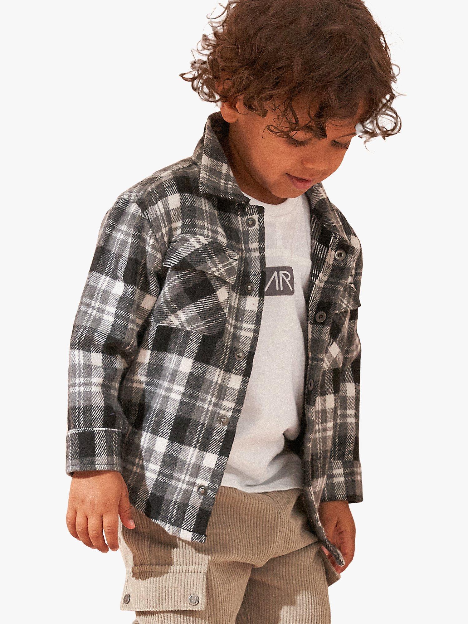 Product image 1 of 4, which shows Angel & Rocket Baby Brushed Cotton Check Overshirt, Multi, 3-6 months