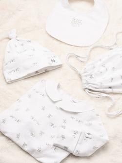 Angel & Rocket Baby Floral Onesie & Hat Set, White, White