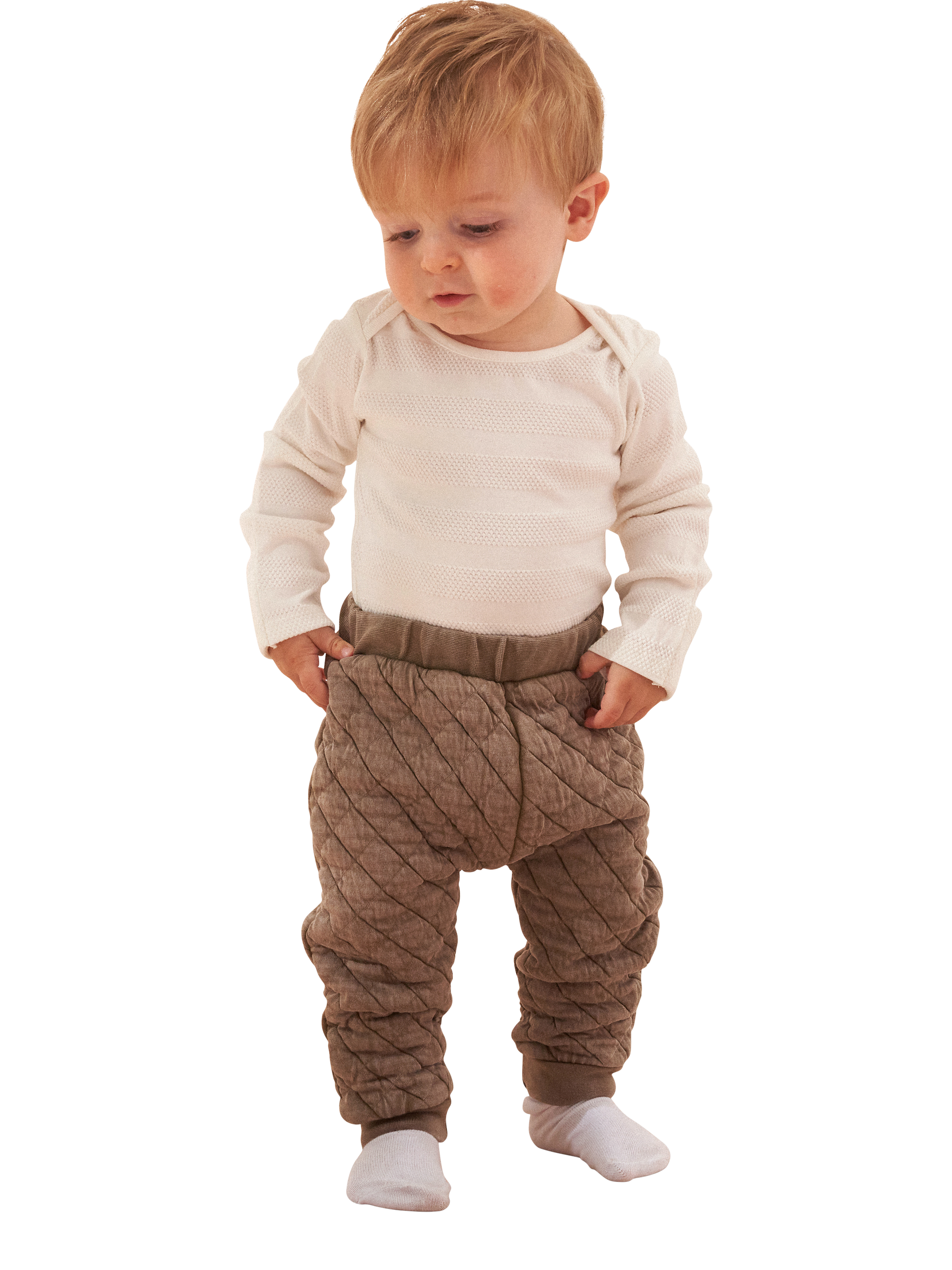 Angel & Rocket Baby Flynn Popcorn Bodysuit & Quilted Jogger Set, Ecru, 0-3 months