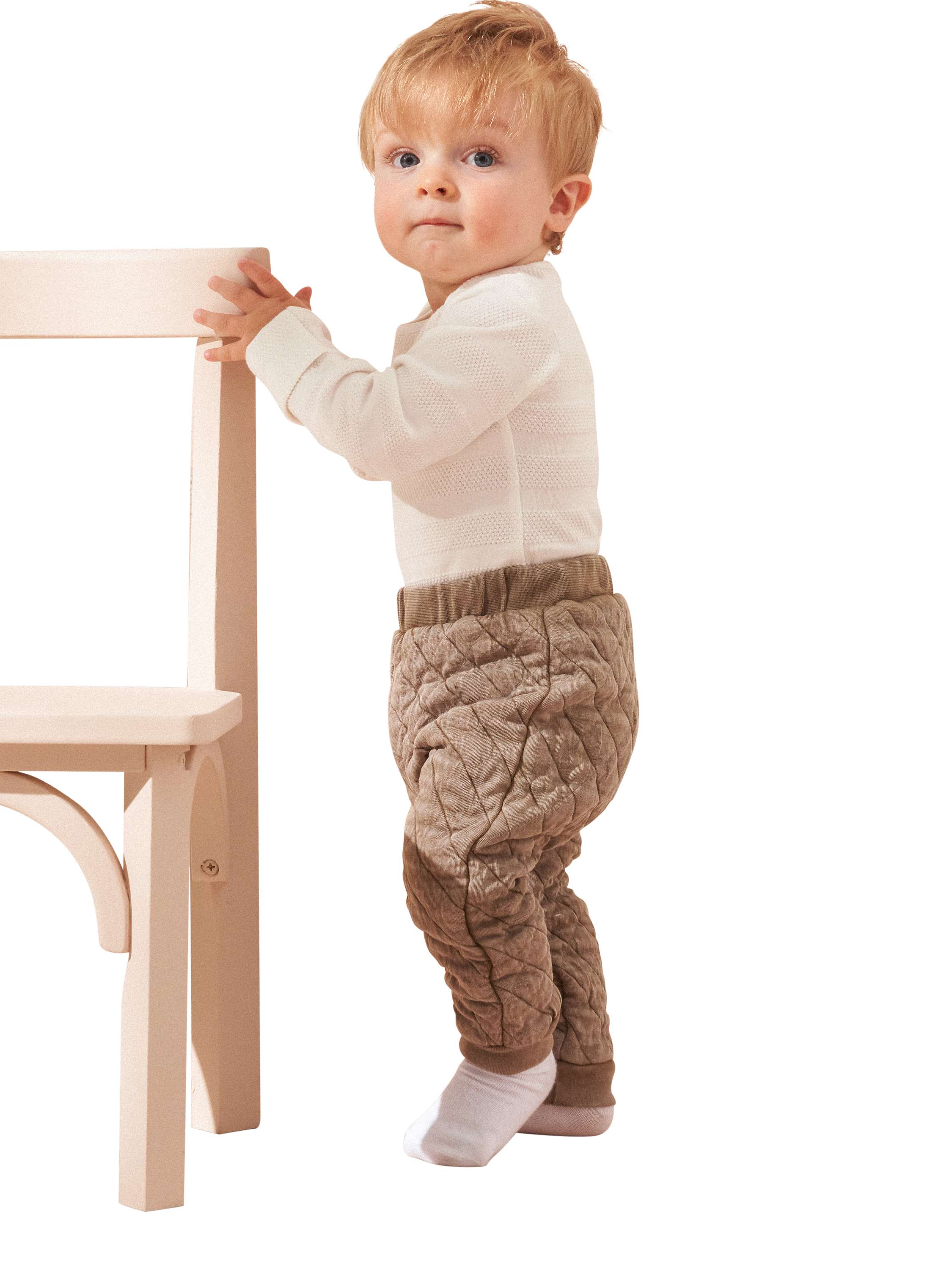 Angel & Rocket Baby Flynn Popcorn Bodysuit & Quilted Jogger Set, Ecru, 0-3 months