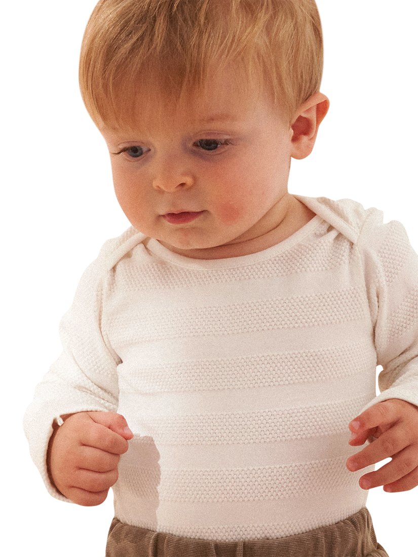 Angel & Rocket Baby Flynn Popcorn Bodysuit & Quilted Jogger Set, Ecru, 0-3 months