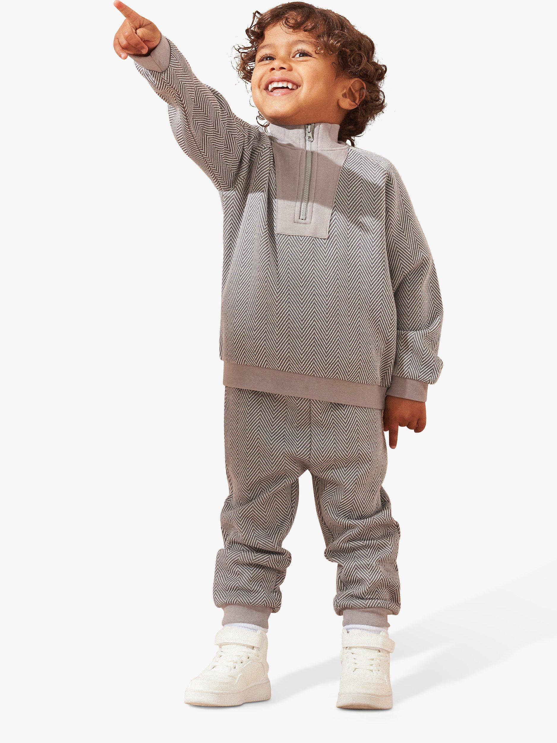 Angel & Rocket Kids' Cody  Herringbone Tracksuit Set, Grey