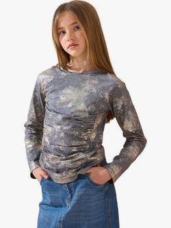 Angel & Rocket Kids' Metallic Long Sleeve Top, Gold, Gold