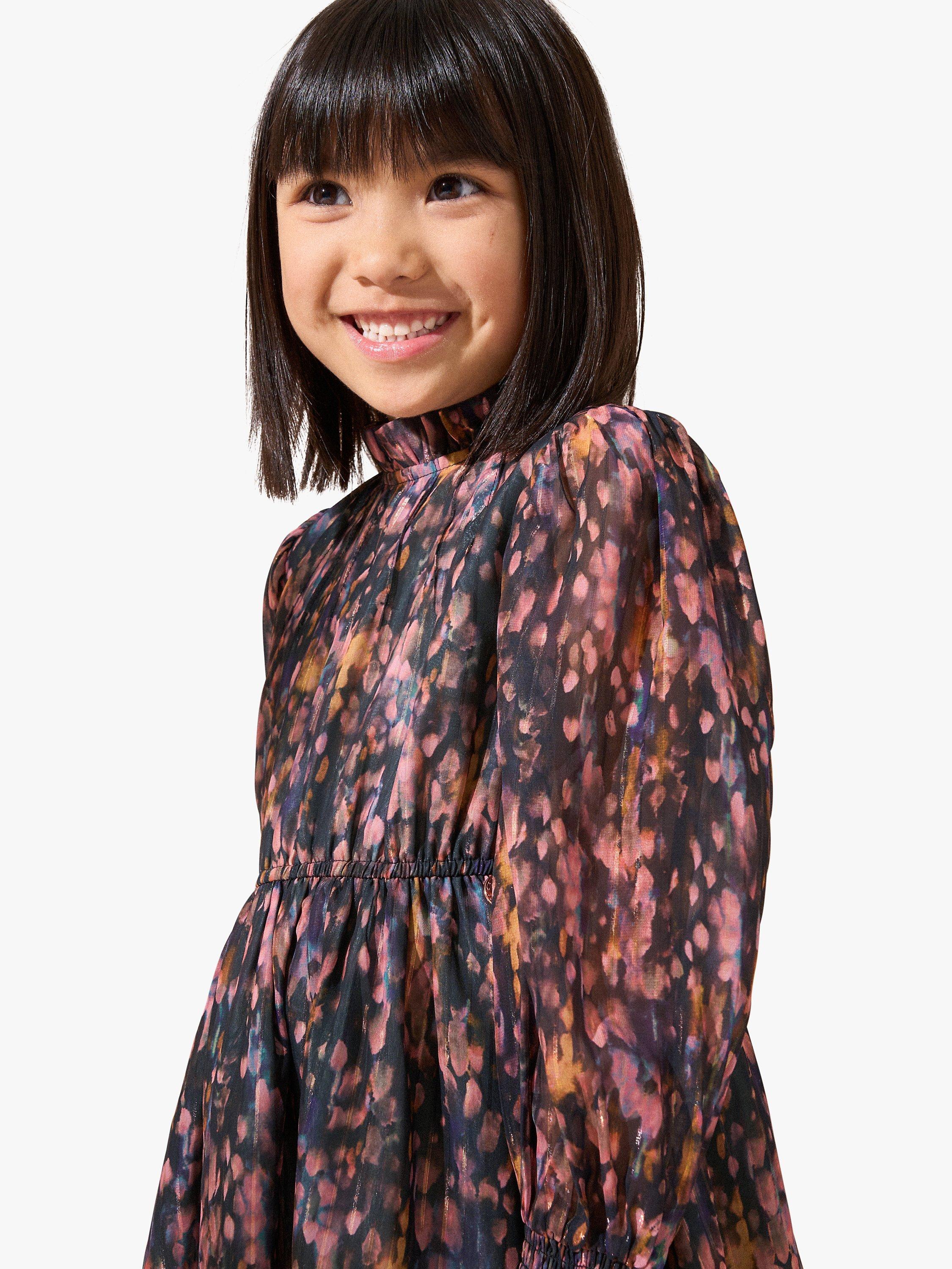 Product image 3 of 6, which shows Angel & Rocket Kids' Adrienne Georgette Print Dress, Multi, 6 years