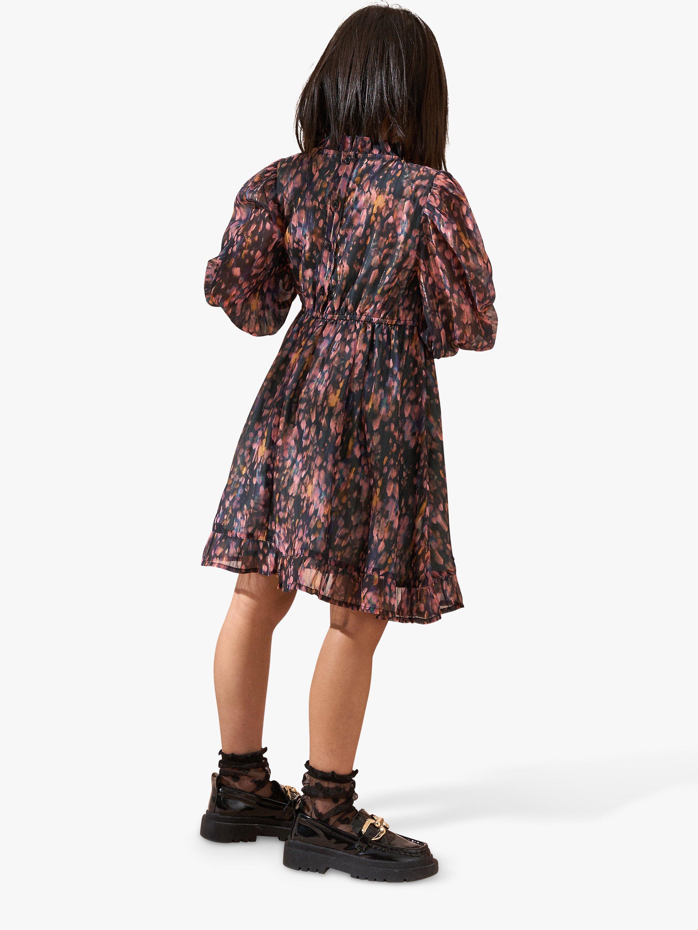 Product image 4 of 6, which shows Angel & Rocket Kids' Adrienne Georgette Print Dress, Multi, 6 years