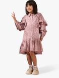 Angel & Rocket Kids' Amelie Cotton Broderie Shirt Dress, Pink, Pink