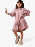 Angel & Rocket Kids' Amelie Cotton Broderie Shirt Dress, Pink, Pink