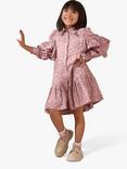 Angel & Rocket Kids' Amelie Cotton Broderie Shirt Dress, Pink