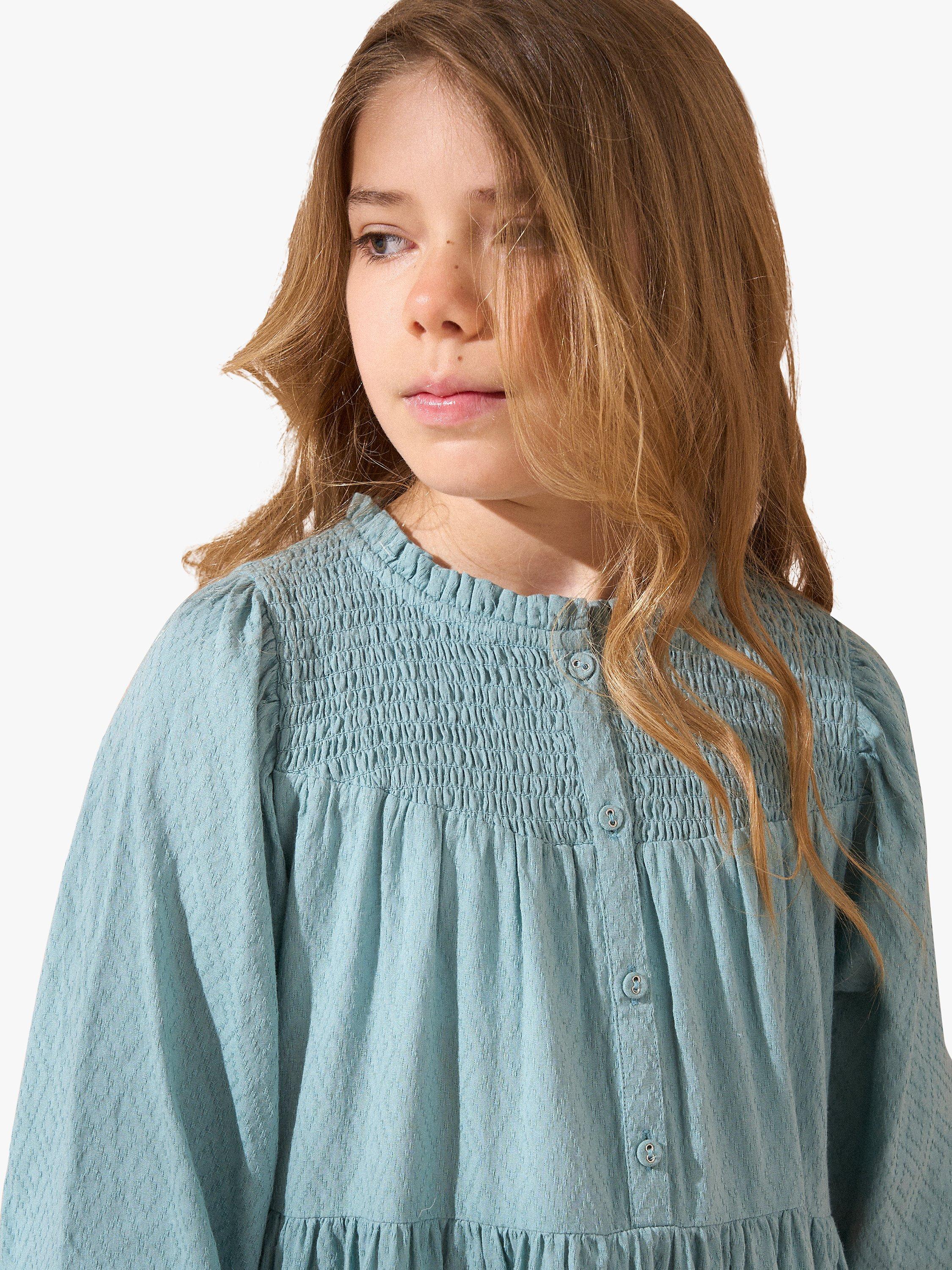 Product image 3 of 7, which shows Angel & Rocket Kids' Ellerie Textured Tiered Dress, Green, 4 years