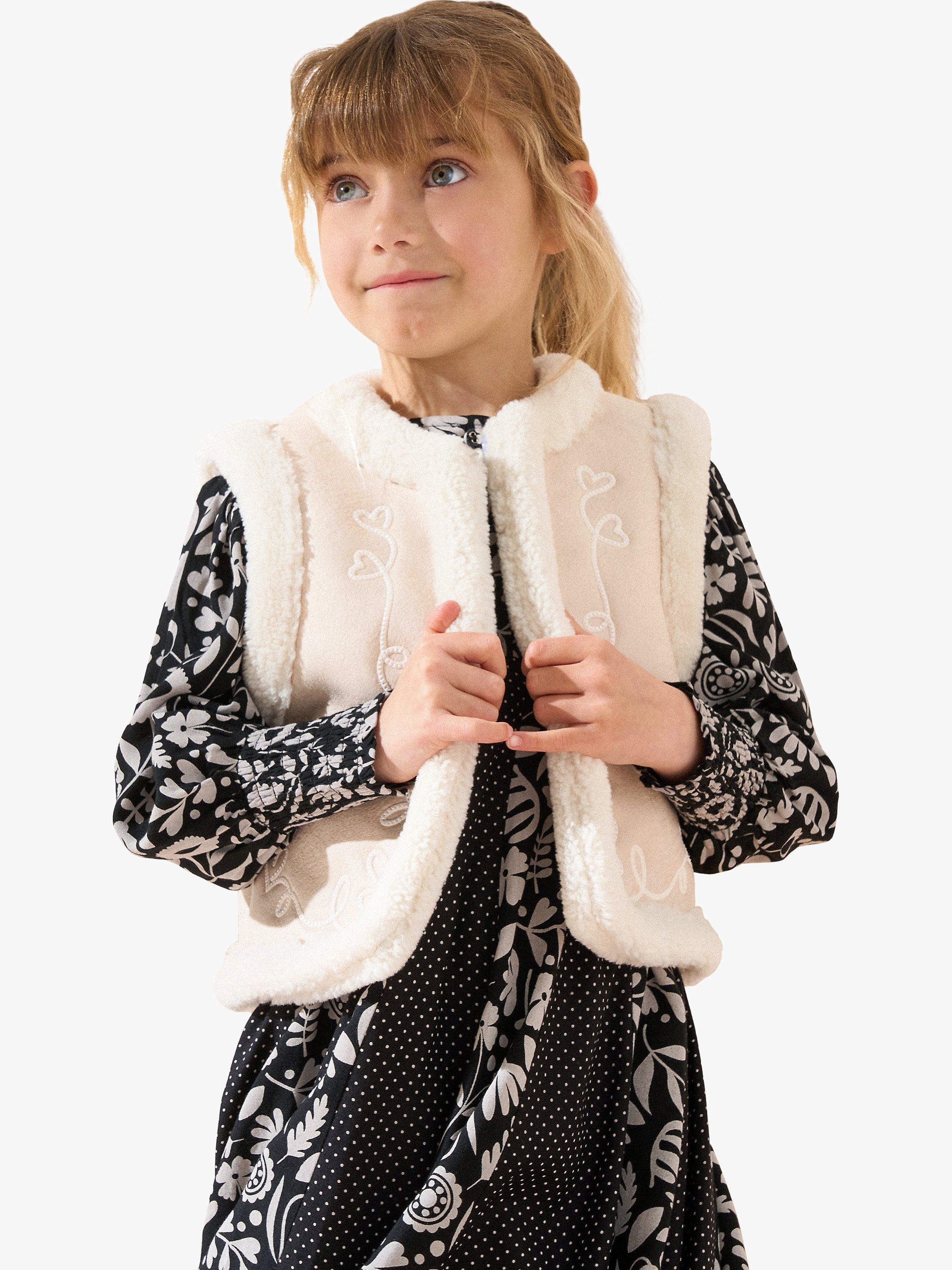 Product image 2 of 5, which shows Angel & Rocket Baby Faux Shearling Gilet, Ivory, 3-4 years