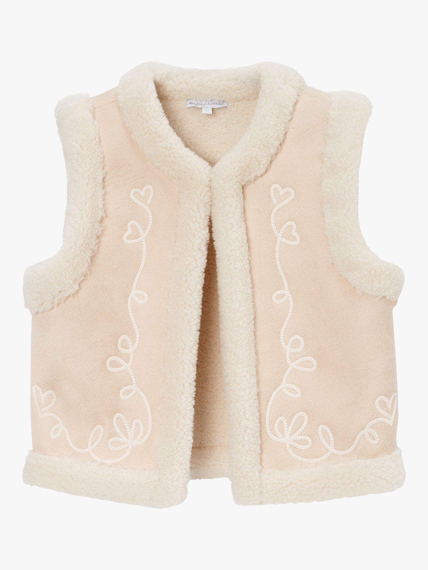 Product image 3 of 5, which shows Angel & Rocket Baby Faux Shearling Gilet, Ivory, 3-4 years