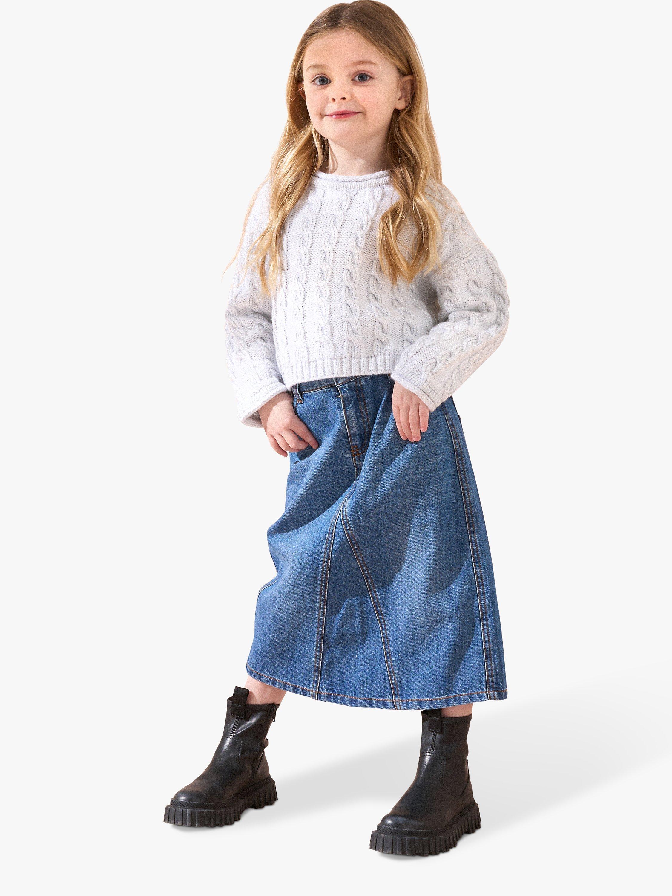 Product image 3 of 6, which shows Angel & Rocket Kids' Ariel Metallic Cable Knit Jumper, Silver, 3-4 years