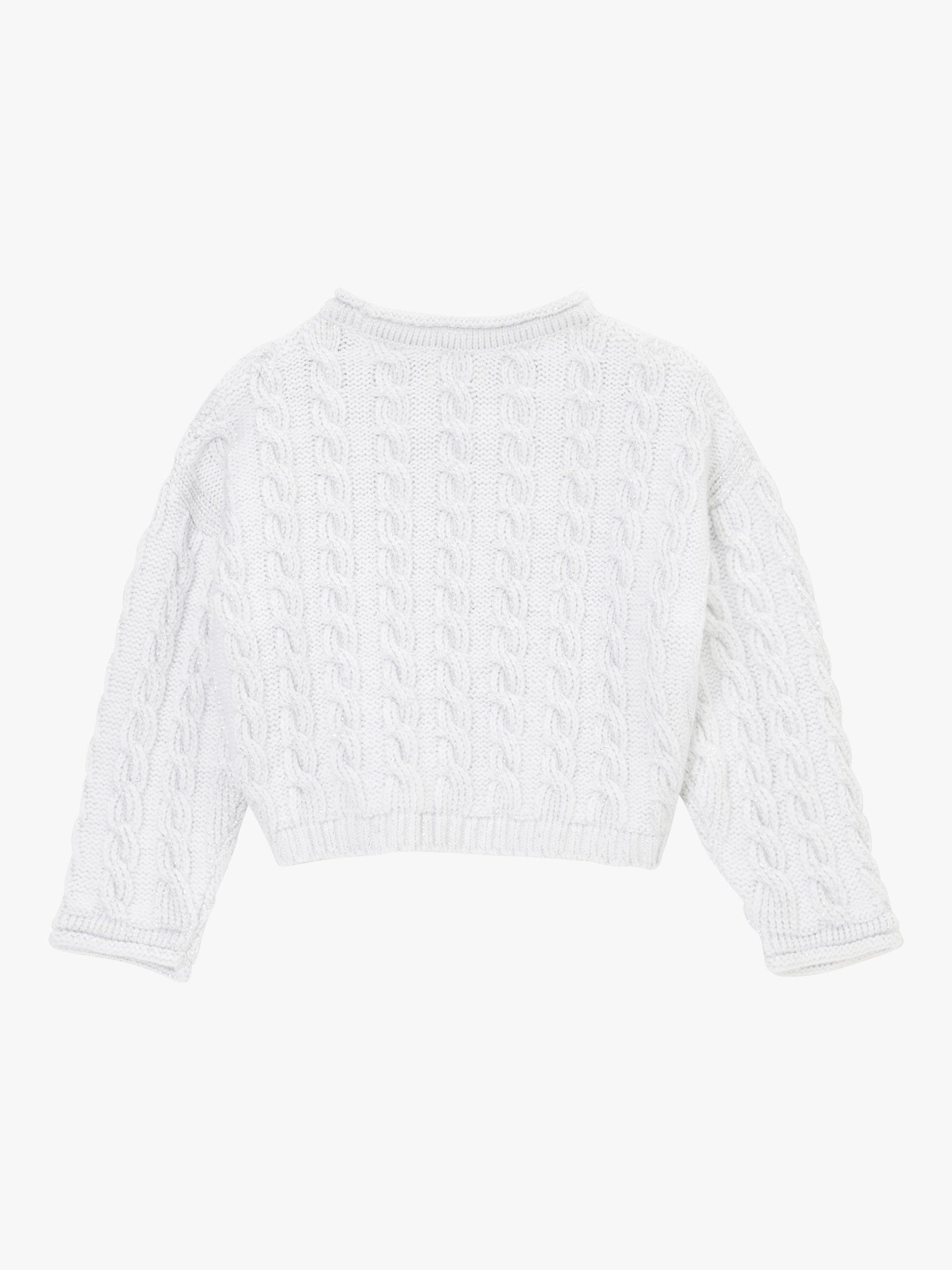 Product image 5 of 6, which shows Angel & Rocket Kids' Ariel Metallic Cable Knit Jumper, Silver, 3-4 years