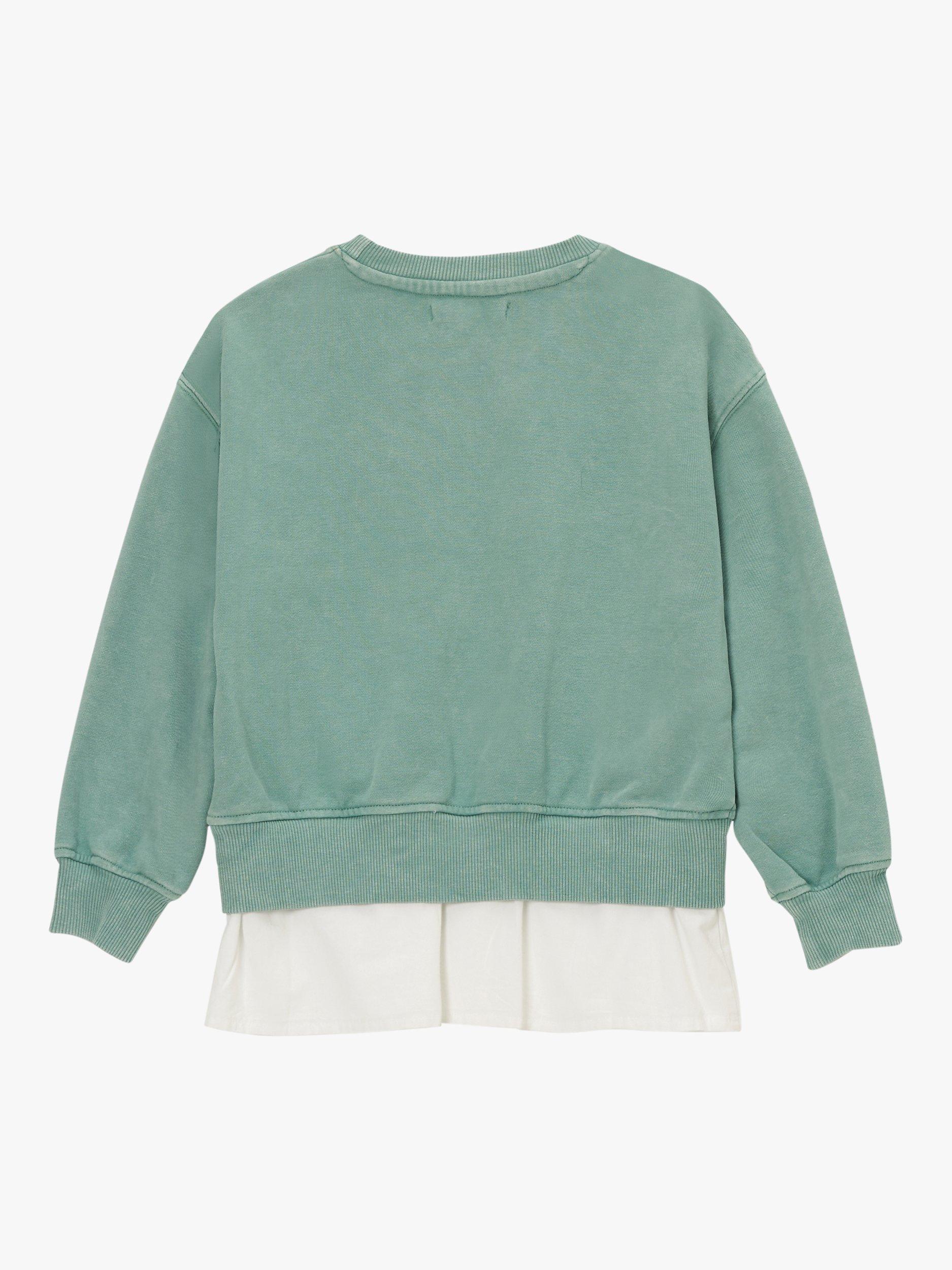 Product image 4 of 5, which shows Angel & Rocket Kids' Eloise Shirt Tail Sweatshirt, Green, 3-4 years