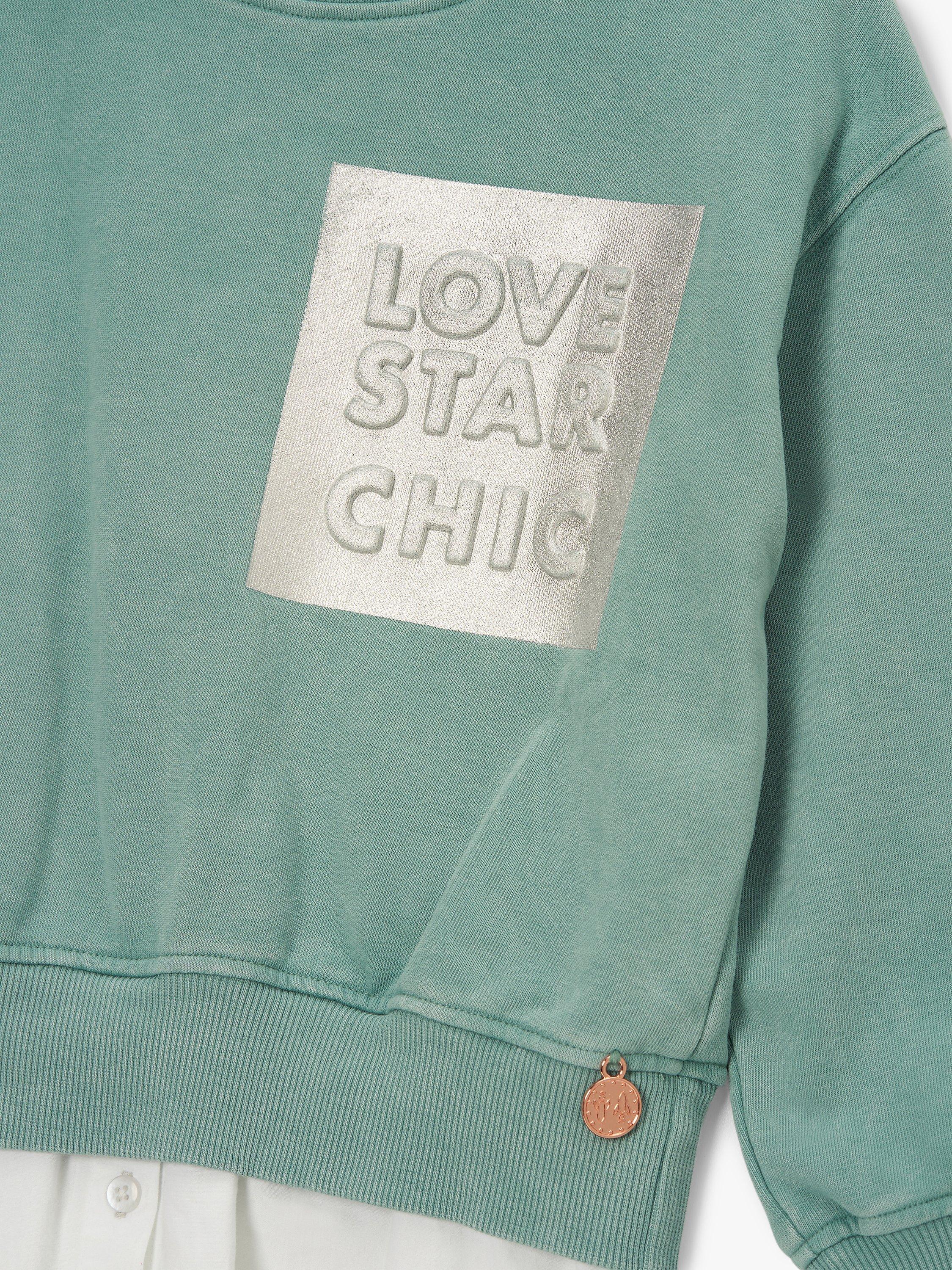 Product image 5 of 5, which shows Angel & Rocket Kids' Eloise Shirt Tail Sweatshirt, Green, 3-4 years