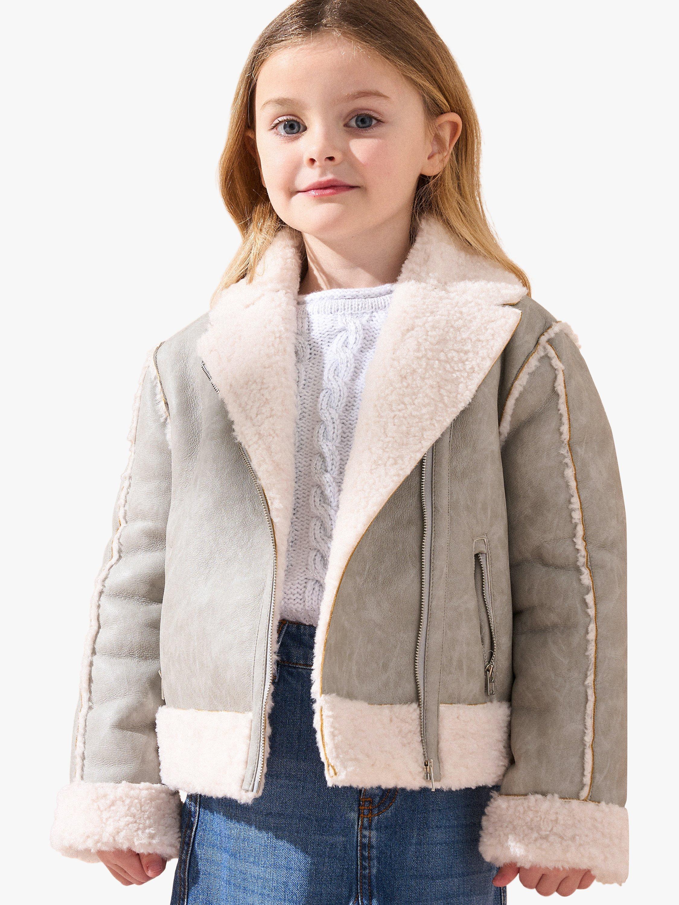Product image 2 of 6, which shows Angel & Rocket Faux Leather Biker Jacket, Grey, 3 years