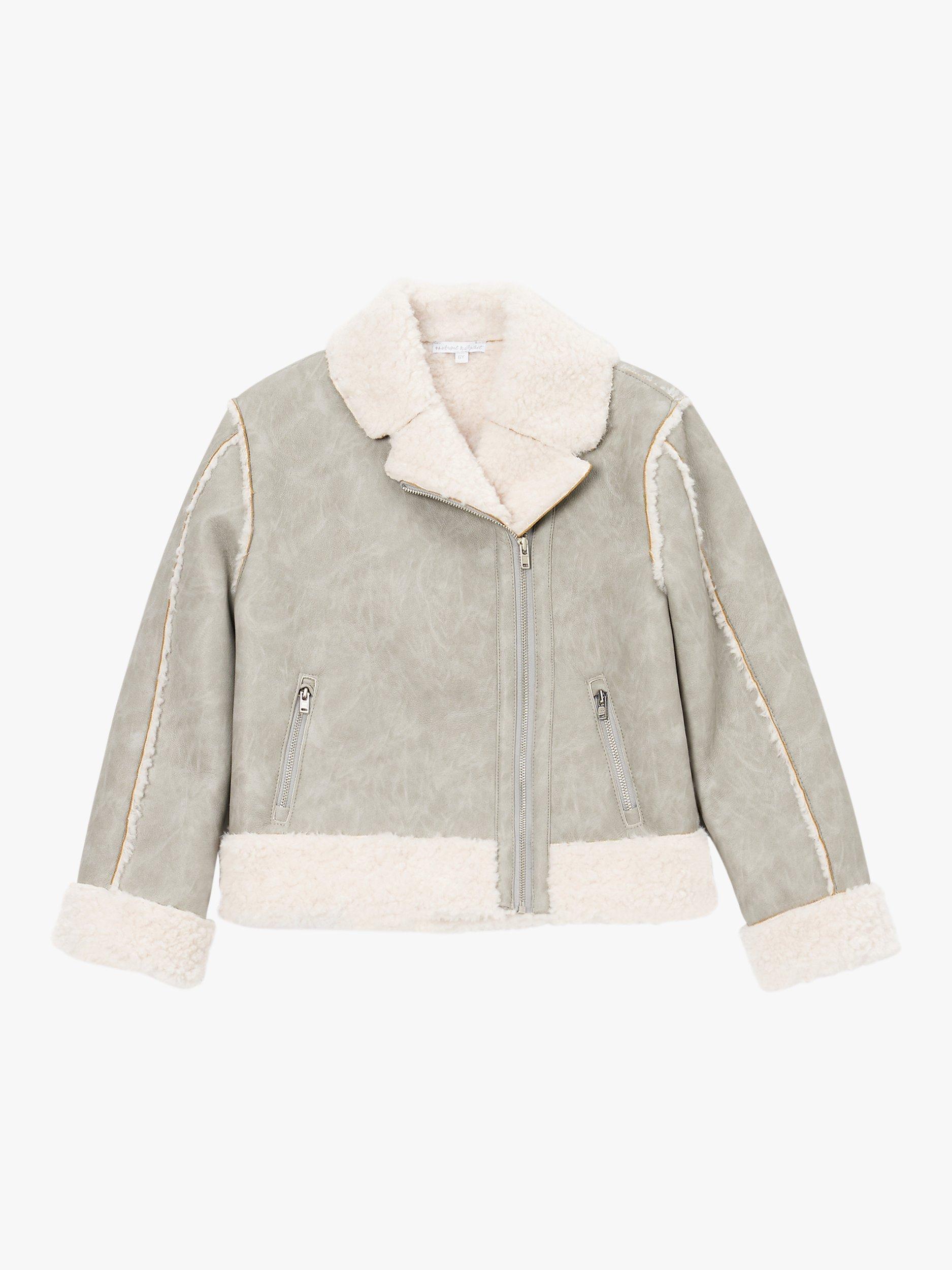 Product image 4 of 6, which shows Angel & Rocket Faux Leather Biker Jacket, Grey, 3 years