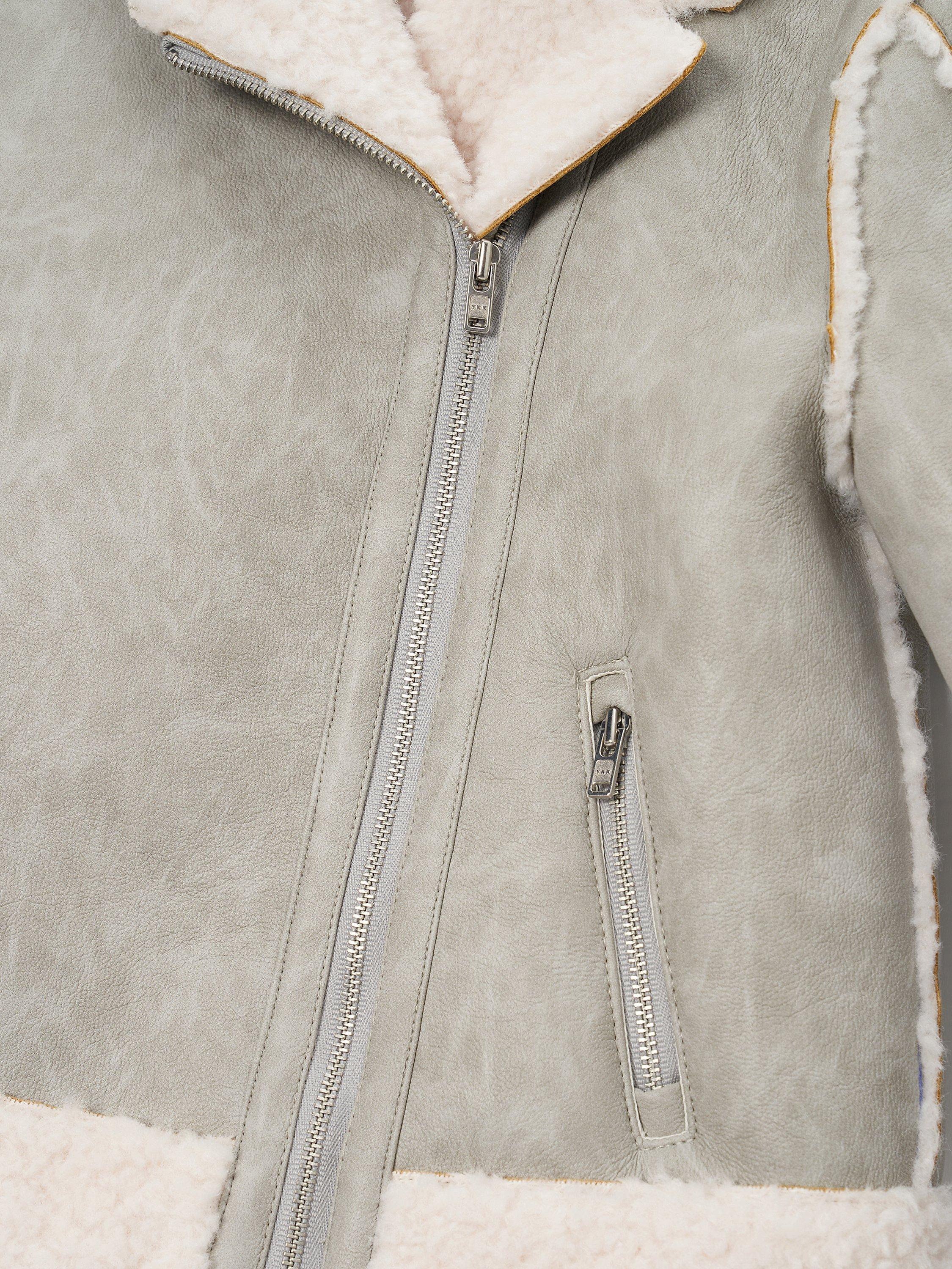 Product image 6 of 6, which shows Angel & Rocket Faux Leather Biker Jacket, Grey, 3 years