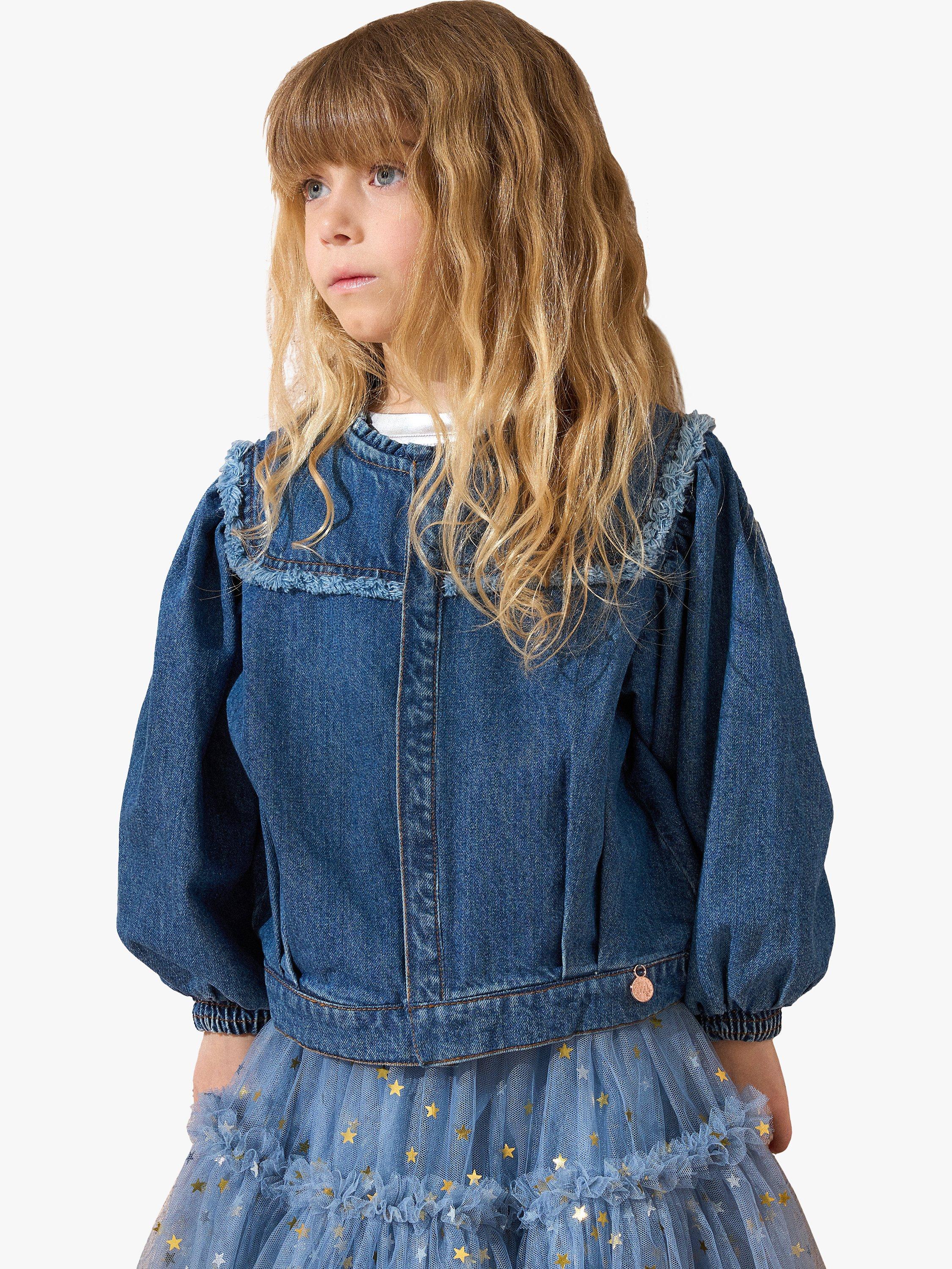 Product image 1 of 6, which shows Angel & Rocket Kids' Cotton Denim Shirt Jacket, Blue, 5 years