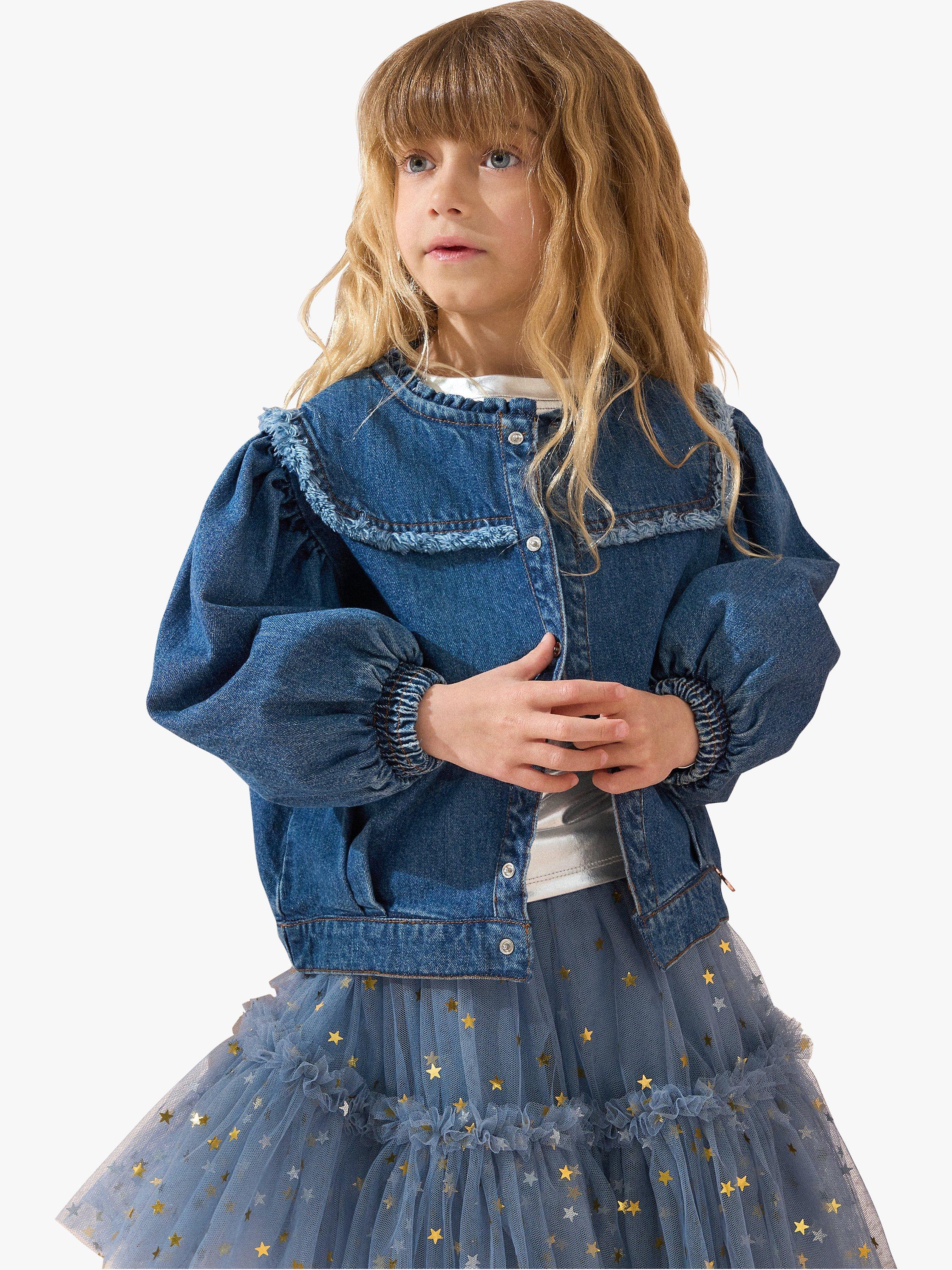 Product image 3 of 6, which shows Angel & Rocket Kids' Cotton Denim Shirt Jacket, Blue, 5 years