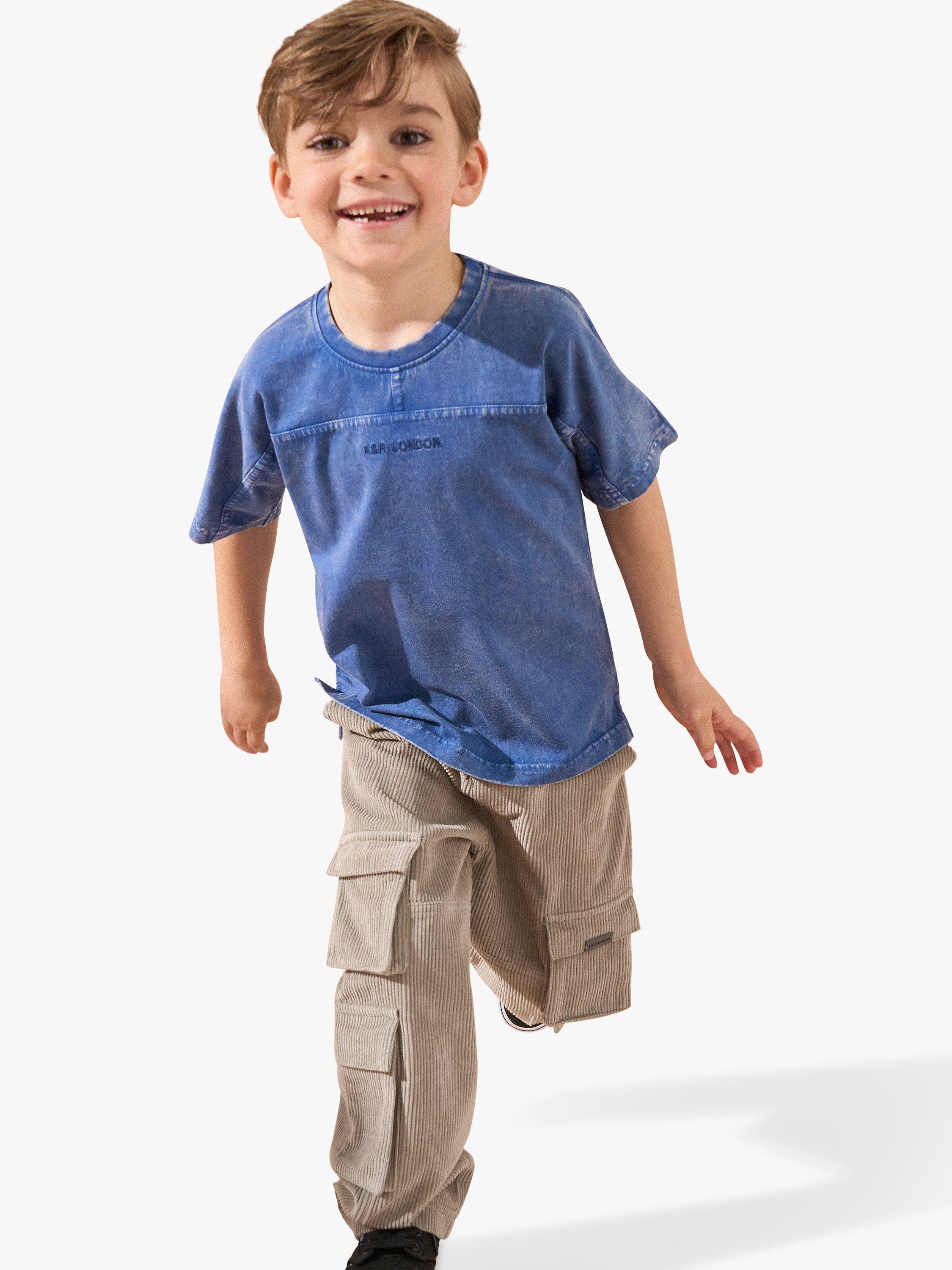 Product image 4 of 8, which shows Angel & Rocket Kids' Evan Washed Cotton T-Shirt, Blue, 3-4 years