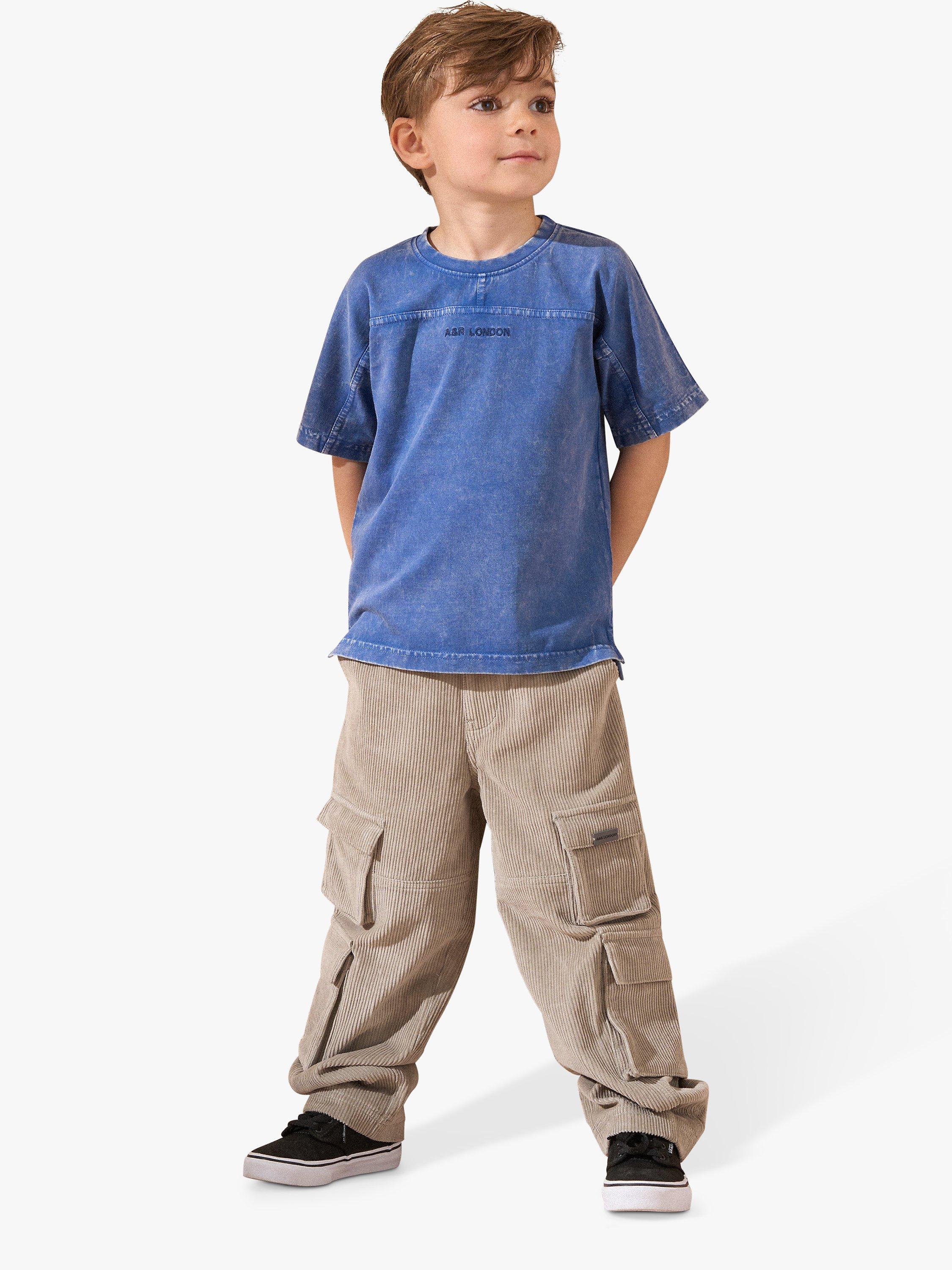 Product image 5 of 8, which shows Angel & Rocket Kids' Evan Washed Cotton T-Shirt, Blue, 3-4 years