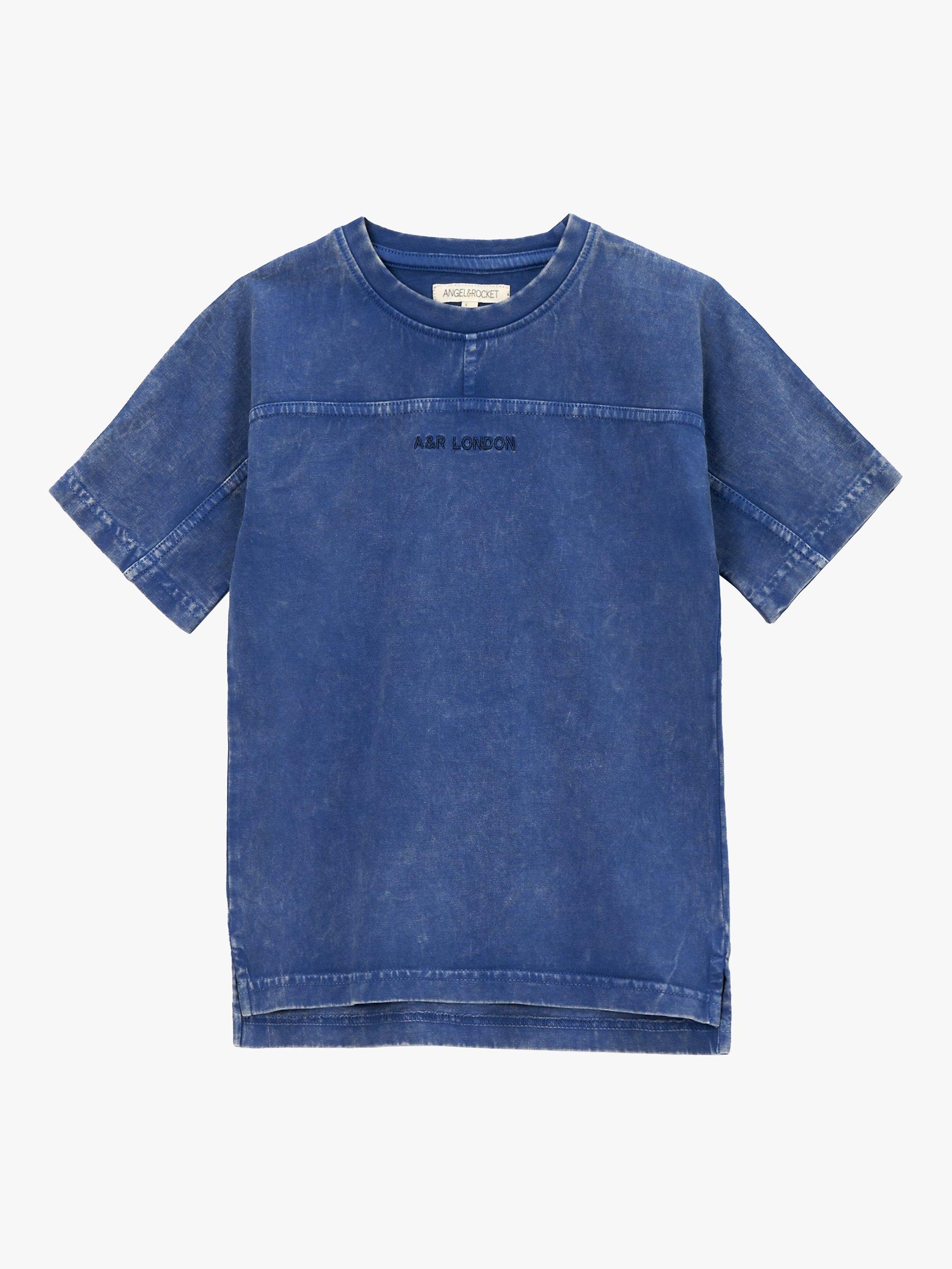 Product image 6 of 8, which shows Angel & Rocket Kids' Evan Washed Cotton T-Shirt, Blue, 3-4 years
