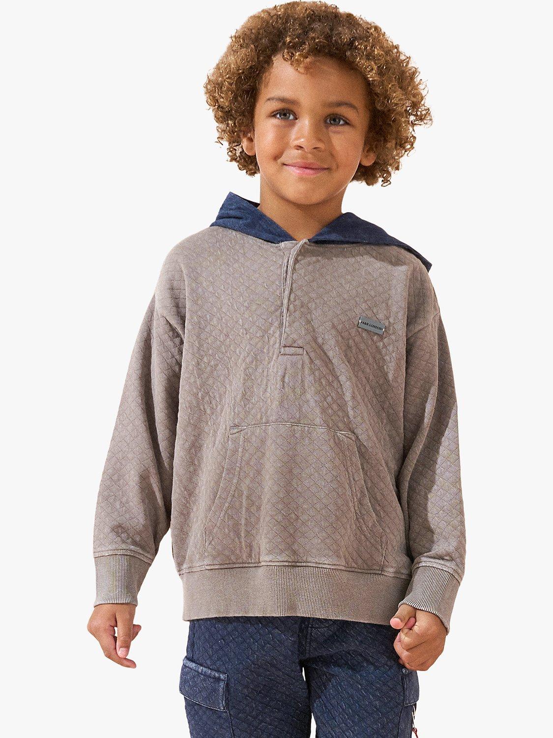 Product image 1 of 8, which shows Angel & Rocket Kids' Banksy Washed Textured Hoodie, Grey, 5-6 years