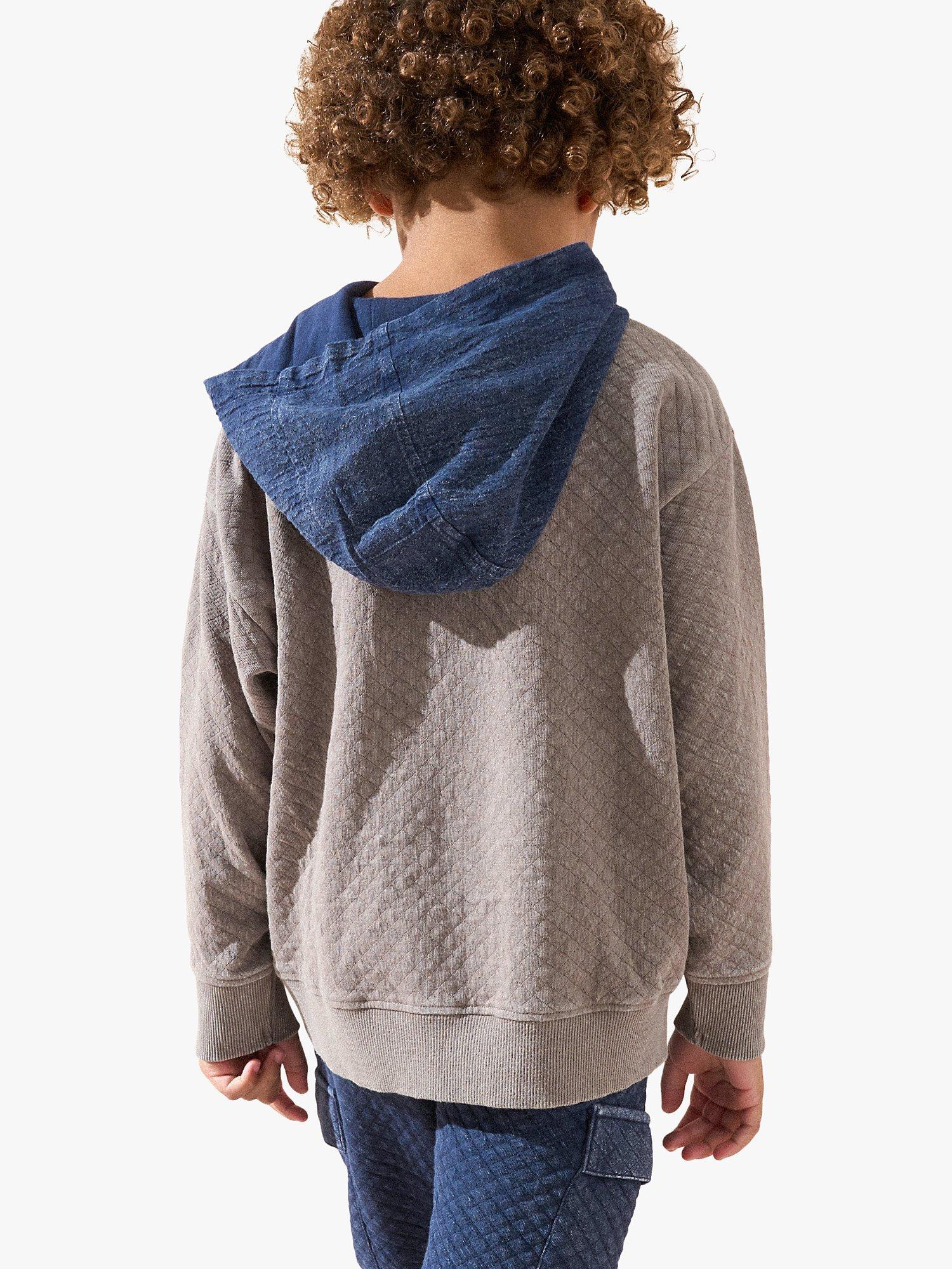 Product image 2 of 8, which shows Angel & Rocket Kids' Banksy Washed Textured Hoodie, Grey, 5-6 years